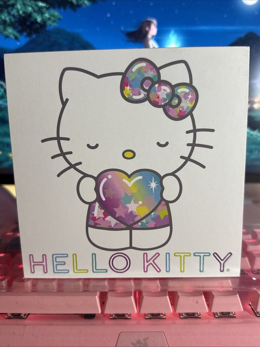 Hello Kitty Wood Wall Sign Decor Standing Pastel Rainbow Heart 2023 Sanrio